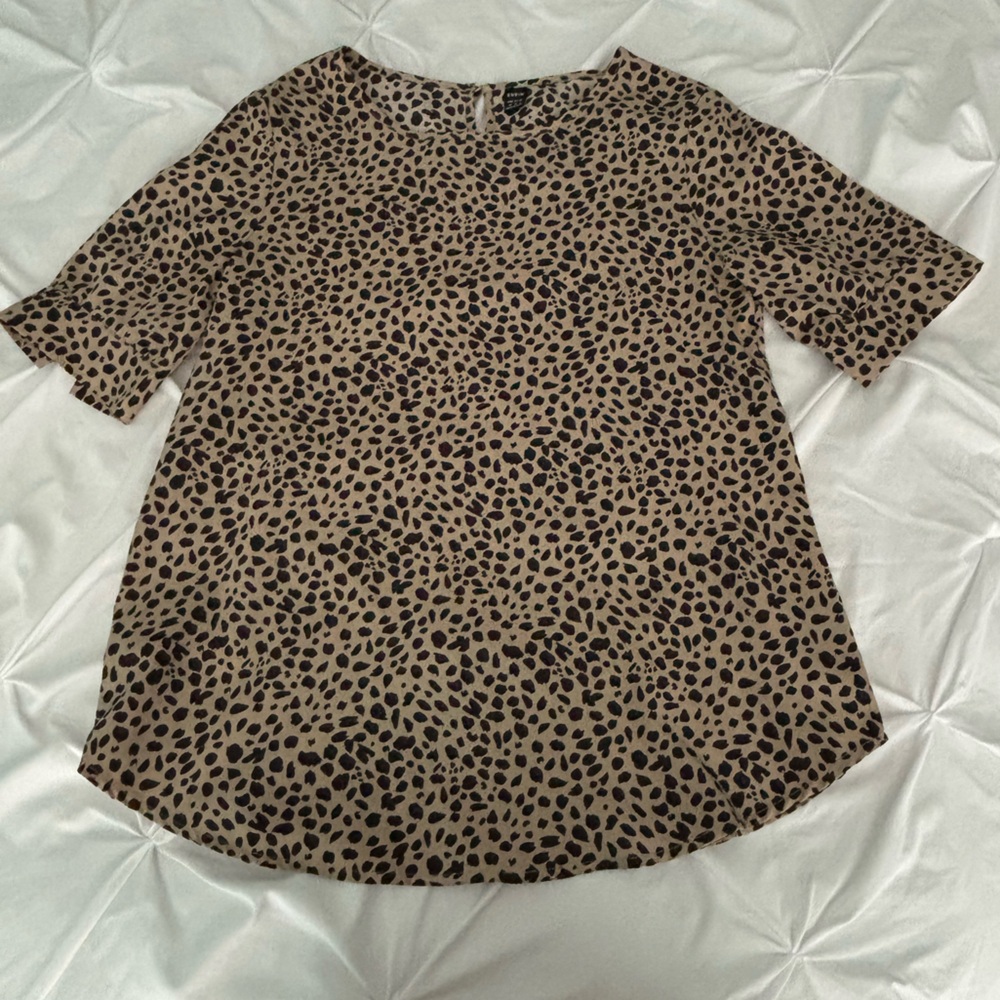 SHEIN Animal Print Blouse in Black and Tan